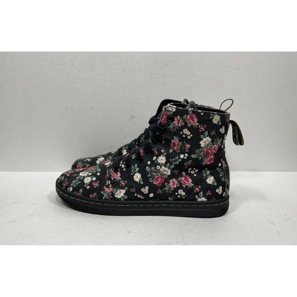 Dr. Martens Hackney Sneakers Women's Size 7 Black Floral Canvas Lace Up Shoes - Picture 3 of 8